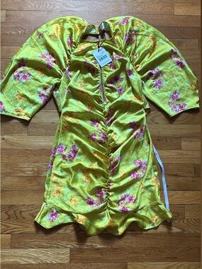 NWT Lashes of London Yellow Floral Backless Mini Dress